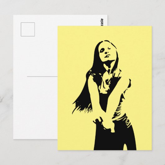 Fashionable Black Dancing Girl Silhouette Briefkaart (Voorkant / Achterkant)