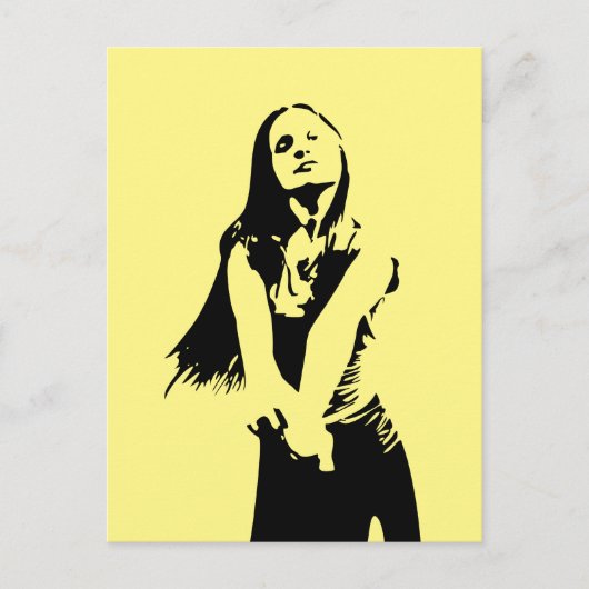 Fashionable Black Dancing Girl Silhouette Briefkaart (Voorkant)