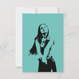 Fashionable Black Dancing Girl Silhouette Kaart
