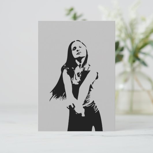 Fashionable Black Dancing Girl Silhouette Kaart (Staand voorkant)