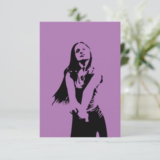 Fashionable Black Dancing Girl Silhouette Kaart (Staand voorkant)