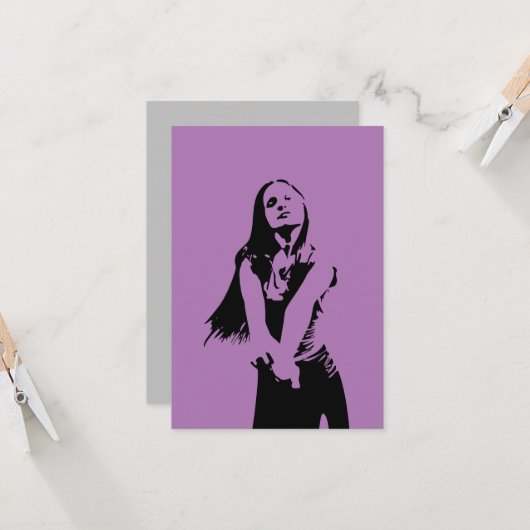 Fashionable Black Dancing Girl Silhouette Kaart (Voorkant / Achterkant in situ)