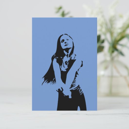 Fashionable Black Dancing Girl Silhouette Kaart (Staand voorkant)