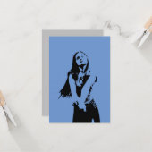 Fashionable Black Dancing Girl Silhouette Kaart (Voorkant / Achterkant in situ)