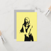Fashionable Black Dancing Girl Silhouette Kaart (Voorkant / Achterkant in situ)