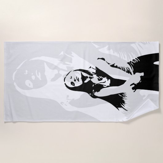 Fashionable Black Dancing Girl Silhouette Strandlaken (Voorkant)