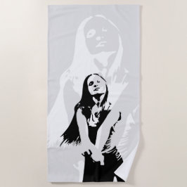 Fashionable Black Dancing Girl Silhouette Strandlaken