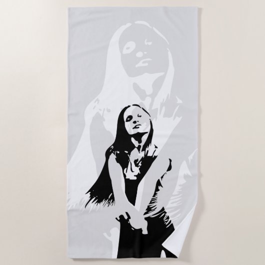 Fashionable Black Dancing Girl Silhouette Strandlaken (Voorkant)