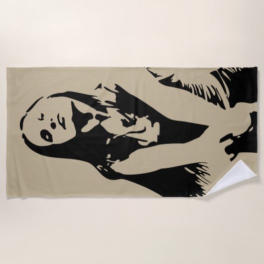 Fashionable Black Dancing Girl Silhouette Strandlaken (Voorkant)