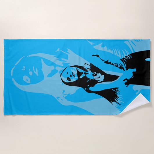 Fashionable Black Dancing Girl Silhouette Strandlaken (Voorkant)