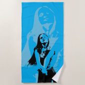 Fashionable Black Dancing Girl Silhouette Strandlaken (Voorkant)