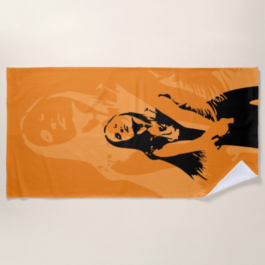 Fashionable Black Dancing Girl Silhouette Strandlaken (Voorkant)