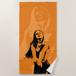 Fashionable Black Dancing Girl Silhouette Strandlaken