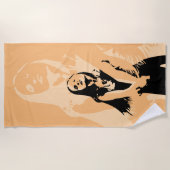 Fashionable Black Dancing Girl Silhouette Strandlaken (Voorkant)