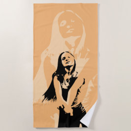 Fashionable Black Dancing Girl Silhouette Strandlaken