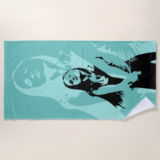 Fashionable Black Dancing Girl Silhouette Strandlaken (Voorkant)