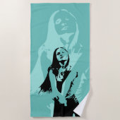 Fashionable Black Dancing Girl Silhouette Strandlaken (Voorkant)