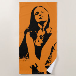 Fashionable Black Dancing Girl Silhouette Strandlaken