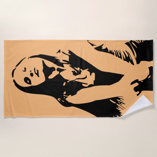 Fashionable Black Dancing Girl Silhouette Strandlaken (Voorkant)