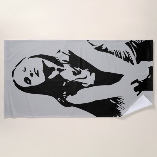 Fashionable Black Dancing Girl Silhouette Strandlaken (Voorkant)