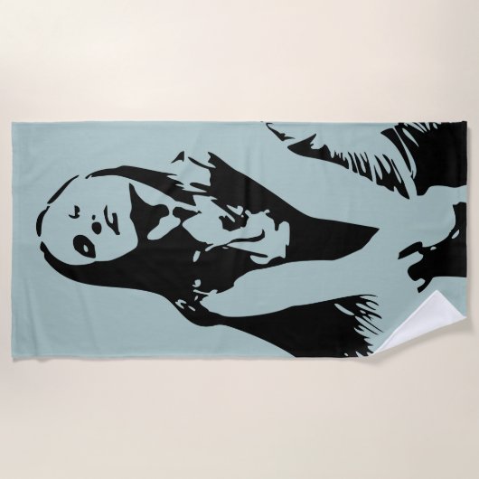 Fashionable Black Dancing Girl Silhouette Strandlaken (Voorkant)