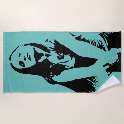 Fashionable Black Dancing Girl Silhouette Strandlaken (Voorkant)