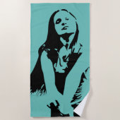 Fashionable Black Dancing Girl Silhouette Strandlaken (Voorkant)