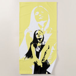 Fashionable Black Dancing Girl Silhouette Strandlaken