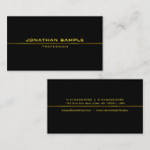 Fashionable Black Gold Modern Professional Slank Visitekaartje (Voorkant / Achterkant)