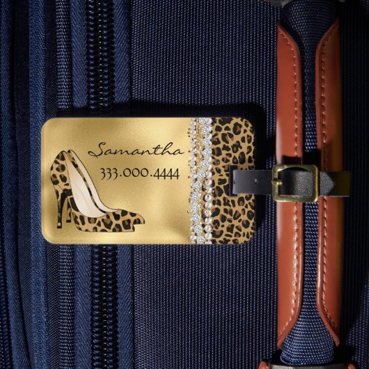 Fashionable Black Stilettos met juwelen Bagagelabel (Voorkant Insitu 4)