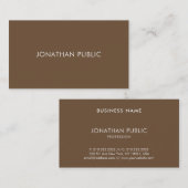 Fashionable Brown Modern Minimalist Trendy Plain Visitekaartje (Voorkant / Achterkant)