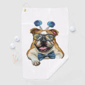 Fashionable Bulldog hipster Bath Towel Golfhanddoek (Insitu)
