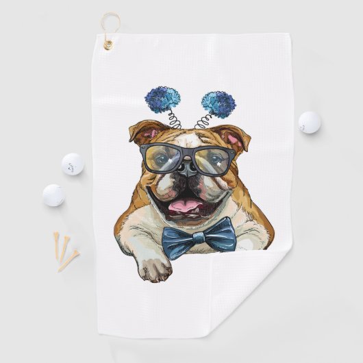Fashionable Bulldog hipster Bath Towel Golfhanddoek (Insitu)
