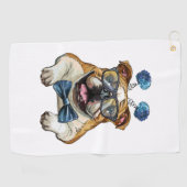 Fashionable Bulldog hipster Bath Towel Golfhanddoek (Horizontaal)