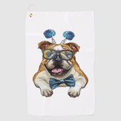 Fashionable Bulldog hipster Bath Towel Golfhanddoek (Voorkant)