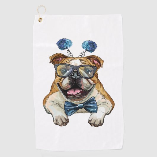 Fashionable Bulldog hipster Bath Towel Golfhanddoek (Voorkant)