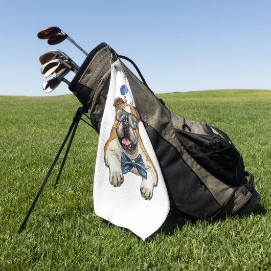 Fashionable Bulldog hipster Bath Towel Golfhanddoek (Groen)