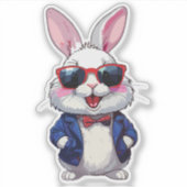 Fashionable Bunny Sticker with Bow and Jacket (Voorkant)