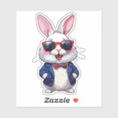 Fashionable Bunny Sticker with Bow and Jacket (Vel)