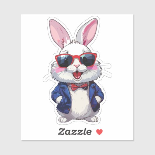 Fashionable Bunny Sticker with Bow and Jacket (Vel)