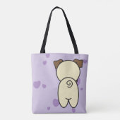 Fashionable Cute Aurora the Pug Paars Heart Tote Bag (Achterkant)