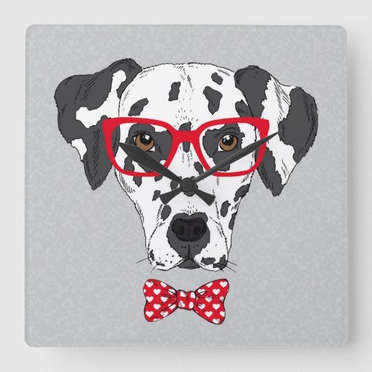 Fashionable Dalmatian Vierkante Klok (Voorkant)