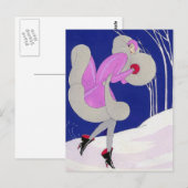 Fashionable dame in de winter briefkaart (Voorkant / Achterkant)