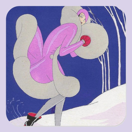 Fashionable dame in de winter vierkante sticker