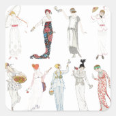  Fashionable dames Vierkante Sticker (Voorkant)