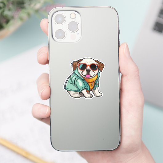 fashionable dog sticker (Telefoon)