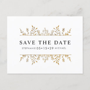 Fashionable Elegant Gold Leaf Chic Save Date Aankondigingskaart