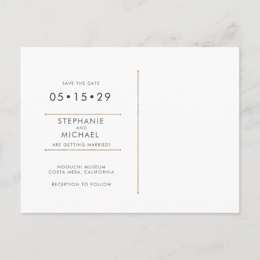 Fashionable Elegant Gold Leaf Chic Save Date Aankondigingskaart (Achterkant)
