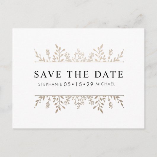 Fashionable Elegant Roos Gold Chic Save Date Aankondigingskaart (Voorkant)
