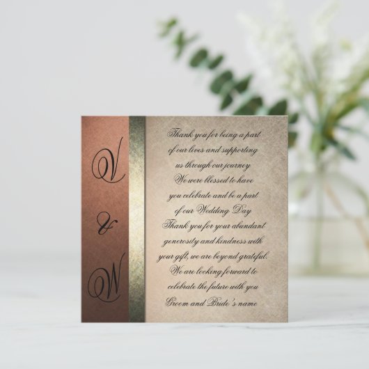 Fashionable en stijlvolle bruiloft Dank je kaarten (Staand voorkant)